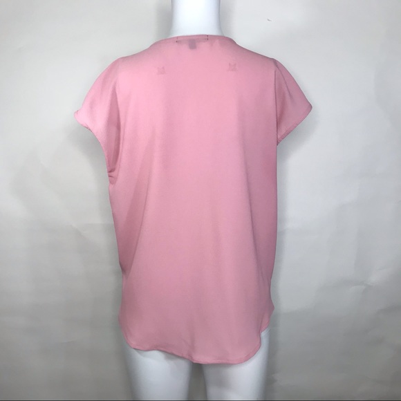 Gibson Ruthie Ridley Split Neck Sleeveless Office Crepe Blouse Pink Petite Small - Picture 3 of 8